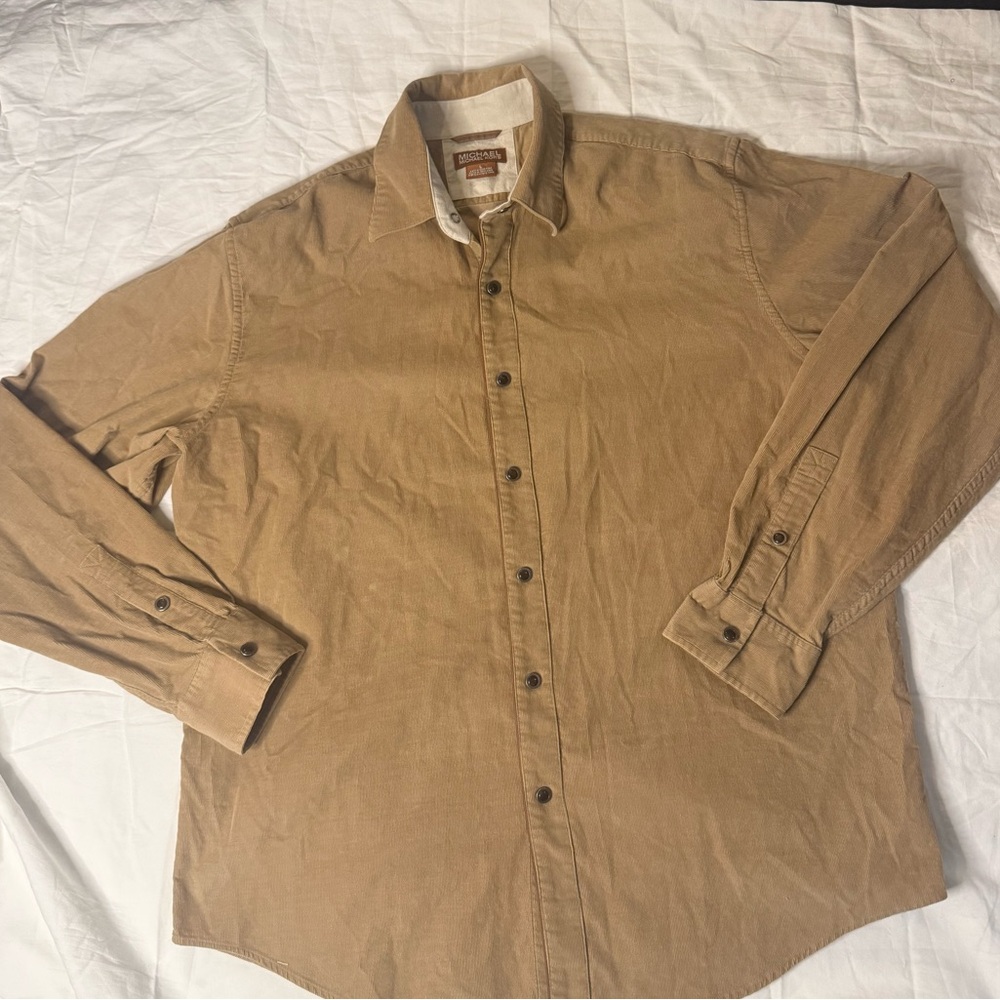 Men’s Michael by Michael Kors brown corduroy long sleeve button down‎ luxury